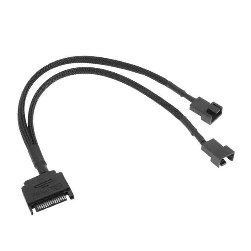 CRJ 15-Pin Male SATA to 1/2 Fan Sleeved Power Adapter Cable 3 Pin/4 Pin Laptop Motherboard CPU Fan Extension Cable