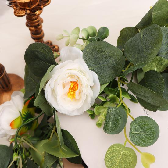 175 см искусственная розовая гирлянда с листьями эвкалипта реалистичная внутренняя и наружная подвесная искусственная цветочная лоза свадебная вечеринка весенняя каминная полка