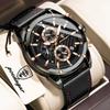 POEDAGAR High Quality Quartz Man Clock Waterproof Luminous Chronograph Date Men Wristwatch Leather Luxury Business Men's Watches
