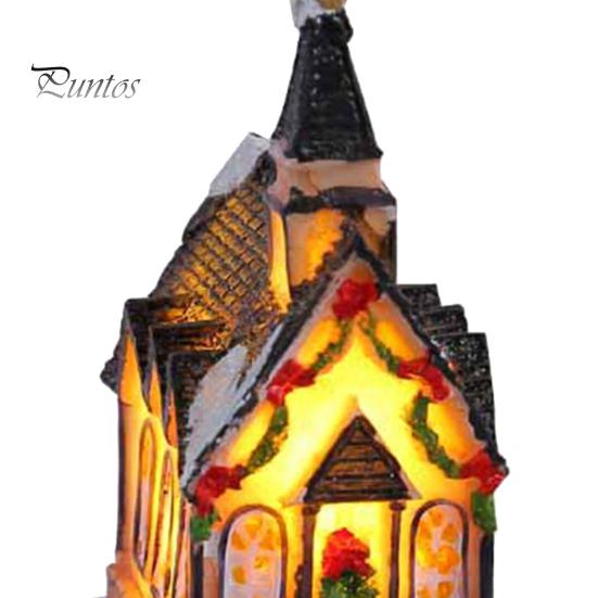 Рождественский светящийся орнамент дома Романтическое теплое освещение Ремесло из смолы Маленький настольный светодиодный заснеженный дом Украшение Статуэтка Статуя Фестиваль вечеринки