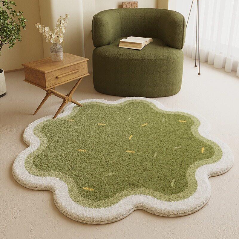 Lovely Fresh Floral Round Rug Soft Fluffy Non-Slip Machine Washable Carpet Stylish Decor for Balcony Sofa Entryway