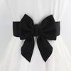 Women Elegant Large Bowknot Elastic Belt Dress Decorative Versatile Wide Belt Elastic Waistband Decoration