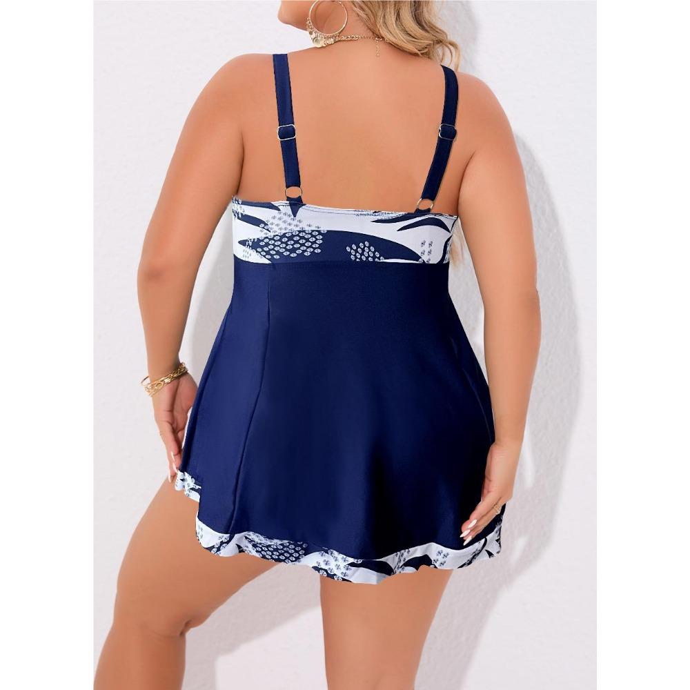 Женский купальник танкини с юбкой большого размера