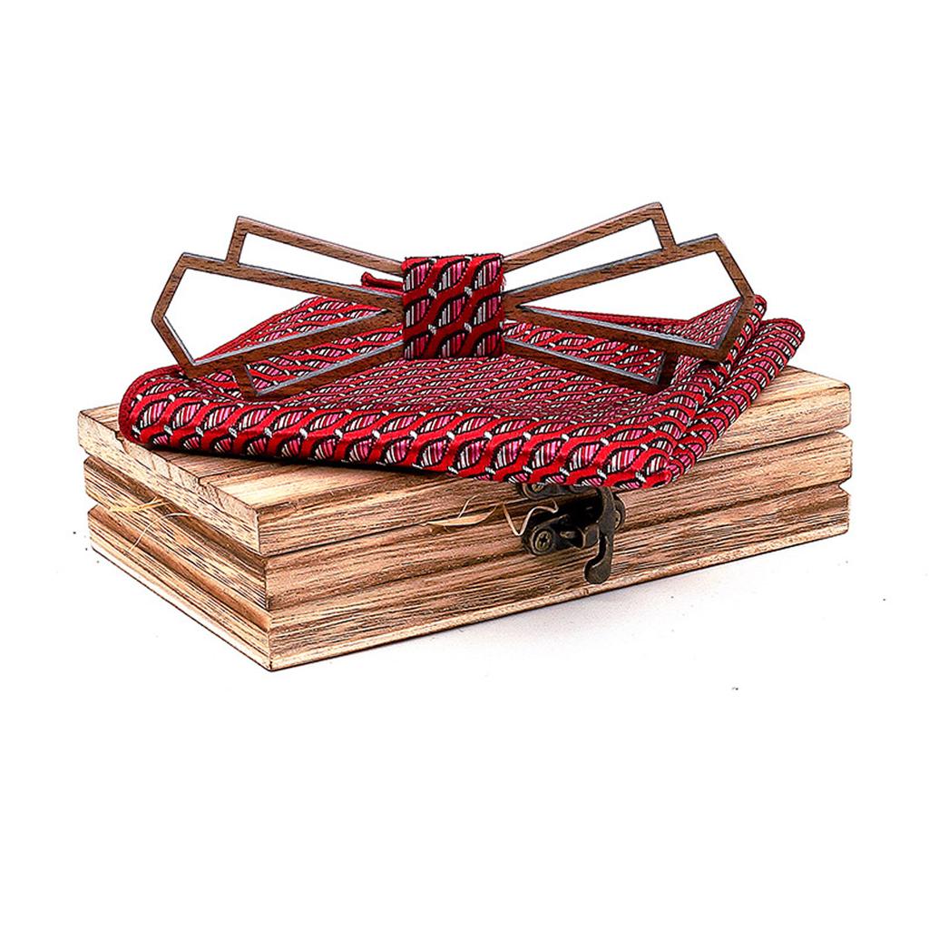 Ручной деревянный галстук-бабочка, набор носовых платков, мужской галстук-бабочка, деревянный полый резной и коробка