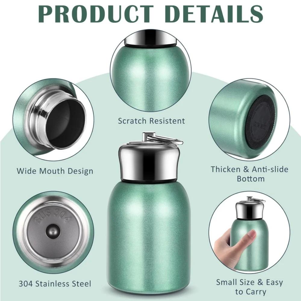 Mini Insulated Vacuum Thermal Mug, Portable Flasks & Thermoses Coffee Cup Hot Cold Drink Water Bottle for Travel Camping Hiking
