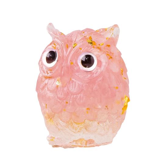 Украшение в виде совы из натурального хрусталя, статуэтка совы из смолы ручной работы с кристальным гравием внутри, коллекционная красочная сова