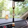 Car Pendant Wood Carved Lotus Buddha Car Rearview Mirror Pendant Decoration Auto Interior Accessories Bring Safety Luck