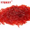 3.5cm Soft Artificial Earthworm Bait - Bloodworm Scented, 100 Pieces for Sea Fishing and Carp