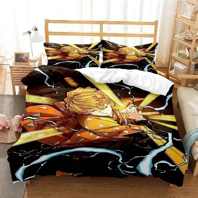 Комплект постельного белья Клинок, рассекающий демонов Камадо Нэдзуко Комплект пододеяльника Покрывало Наволочка Размер Кинг Квин Полный Односпальный Постельное белье Детский Подростковый Подарок
