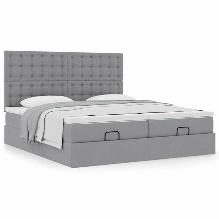 Cadre de lit ottoman avec matelas - Maison Exclusive - 180x200 cm - Gris clair - Rangement hydraulique
