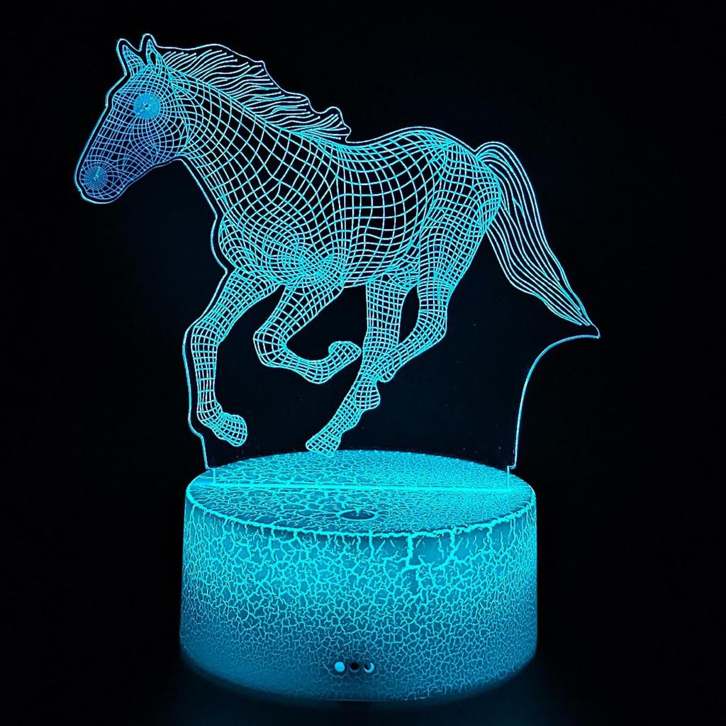 Night Desk Lamp For Children Horse Horse 16 Led 3D + Remote Control