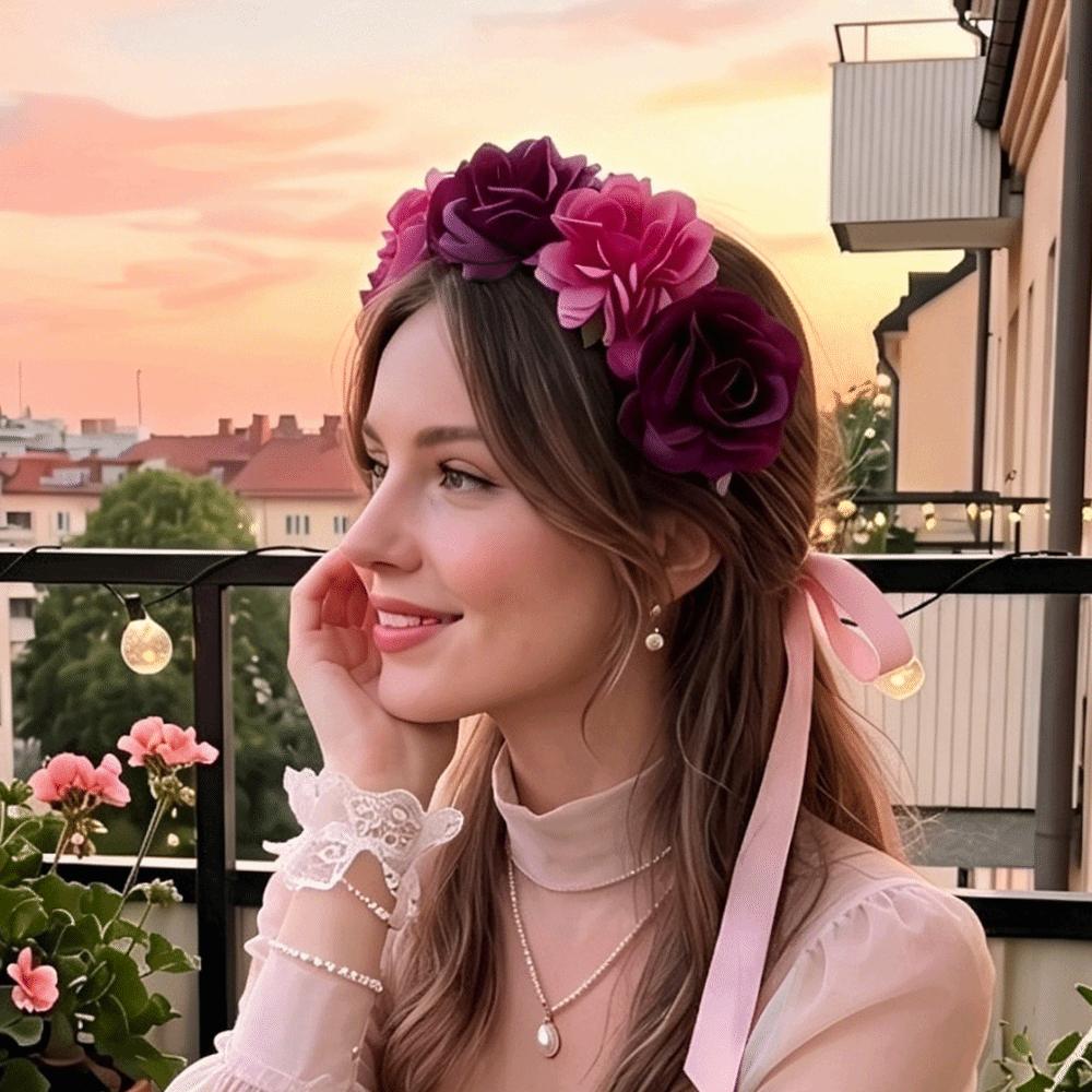 Wreaths Garland Floral Headband Vintage Bohemian Hair Accessories Artificial Flower Crown  Women