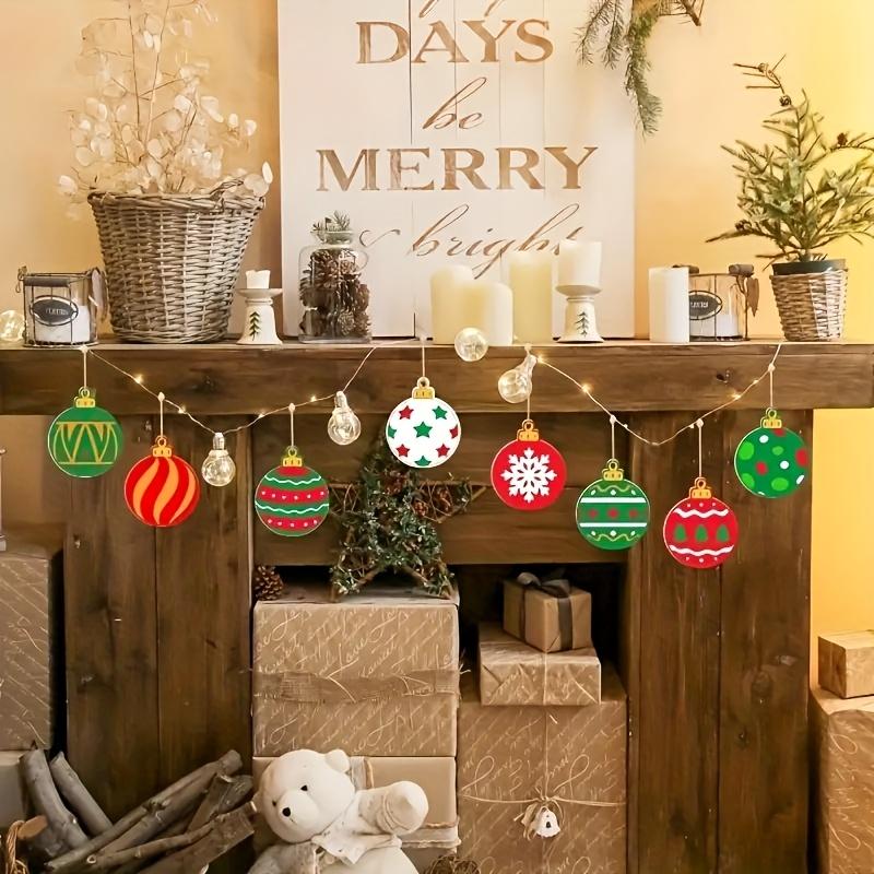 8/16pcs Creative Wooden Christmas Ornaments, DIY Painting Crafts - 4 Designs with Twine Rope Decoration. Christmas Ornaments