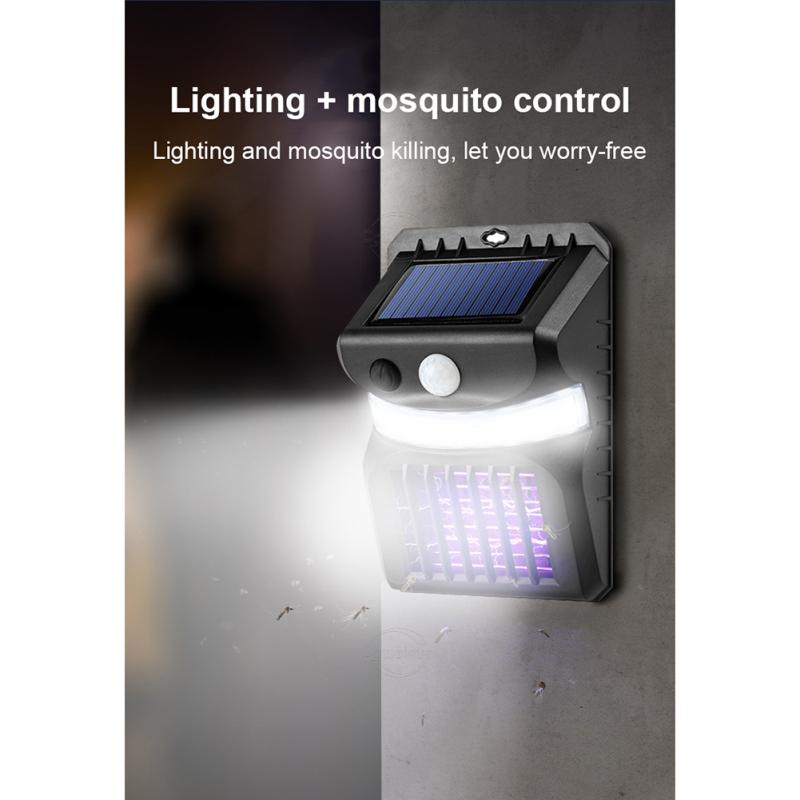 Солнечная лампа от комаров IP65 Водонепроницаемый энергосберегающий интеллектуальный датчик Настенный светильник для сада на открытом воздухе