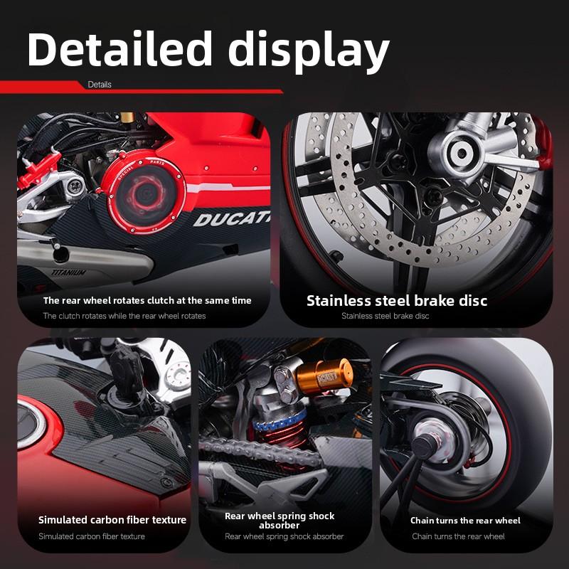 Diecast Spray 1/7 Ducati Superleggera V4 Super Motorcycle Model Collection Miniature Voiture Ornament Boyfriend Gift Toy Vehicle