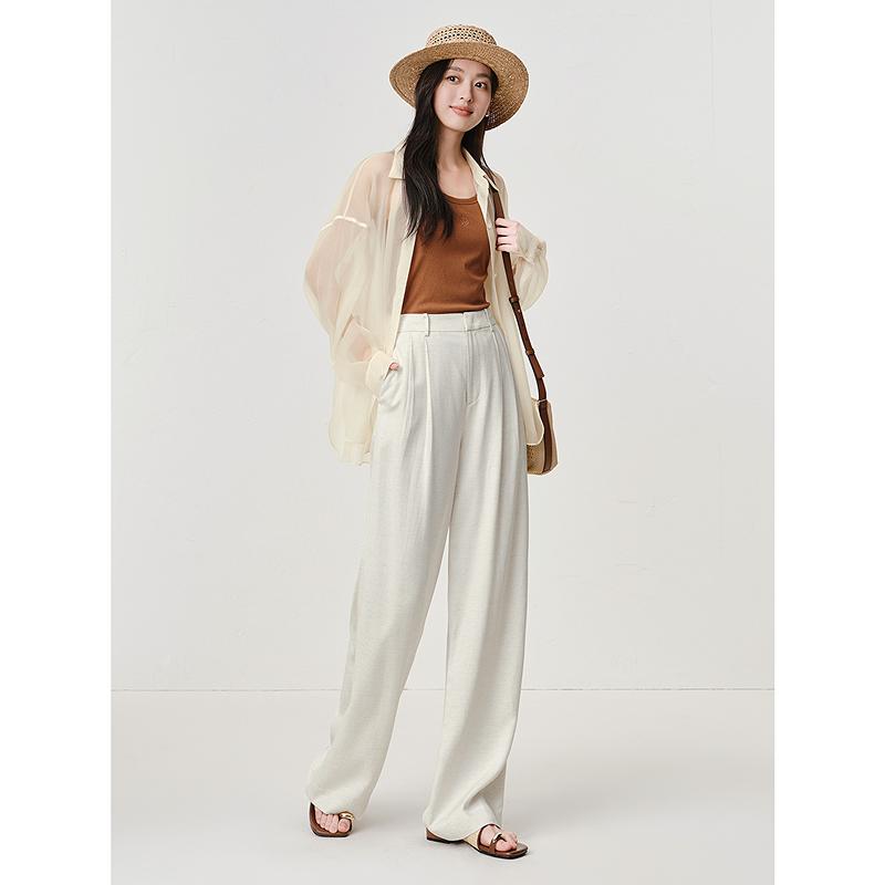 Jiuzi Anna Kou Temperament Old Money Wind Pleated Straight Leg Pants