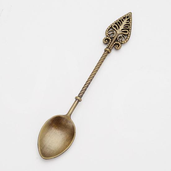 Jam Spoon Heat Resistant Hollow Out Multifunctional No Odor Comfortable Grip Dinning Vintage Flower Carving