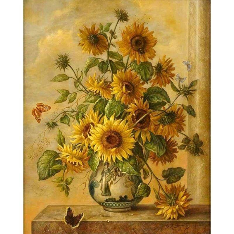 5D DIY Diamond Painting Sunflower Vase Diamond Mosaic Embroidery Flower Needlework Personalized Gift Decoration Home