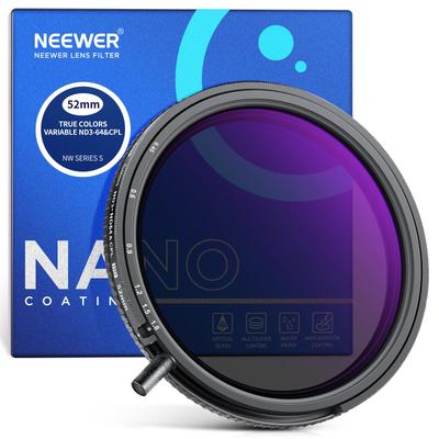 NEEWER 52 мм Фильтр True Color Variable и CPL с ручной регулировкой нейтральной плотности, Круглый HD Оптический сплав и ручка ND3-ND64, 2-в-1 и