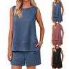 Женские летние комплекты без рукавов, топы, спортивные костюмы, шорты на шнурках, спортивные костюмы