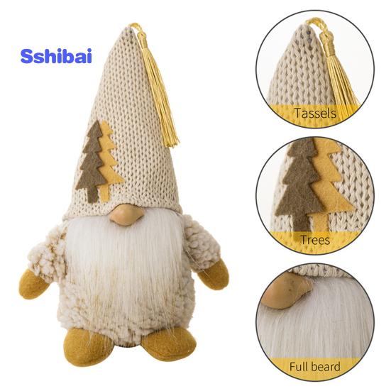 Рождественская кукла-гном, вязаная заостренная шапка ручной работы, снежинка, дерево, полная борода, милый настольный безликий гном, фаршированное украшение, товары для вечеринок, подарок