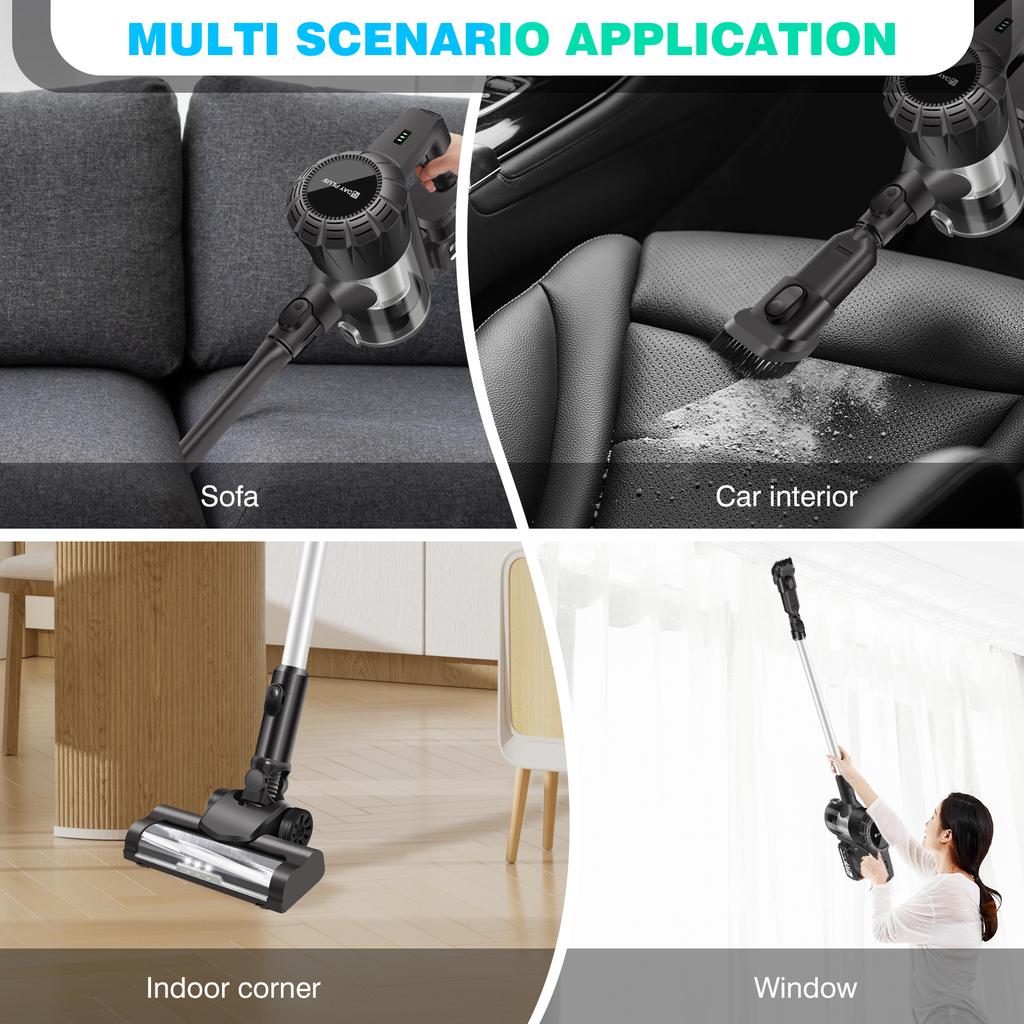 DayPlus Cordless Upright Stick Vacuum Cleaner,3 In 1 Wireles Handheld Vacuum Cleaner 130000RPM Brushless for Carpets, Hard Floor