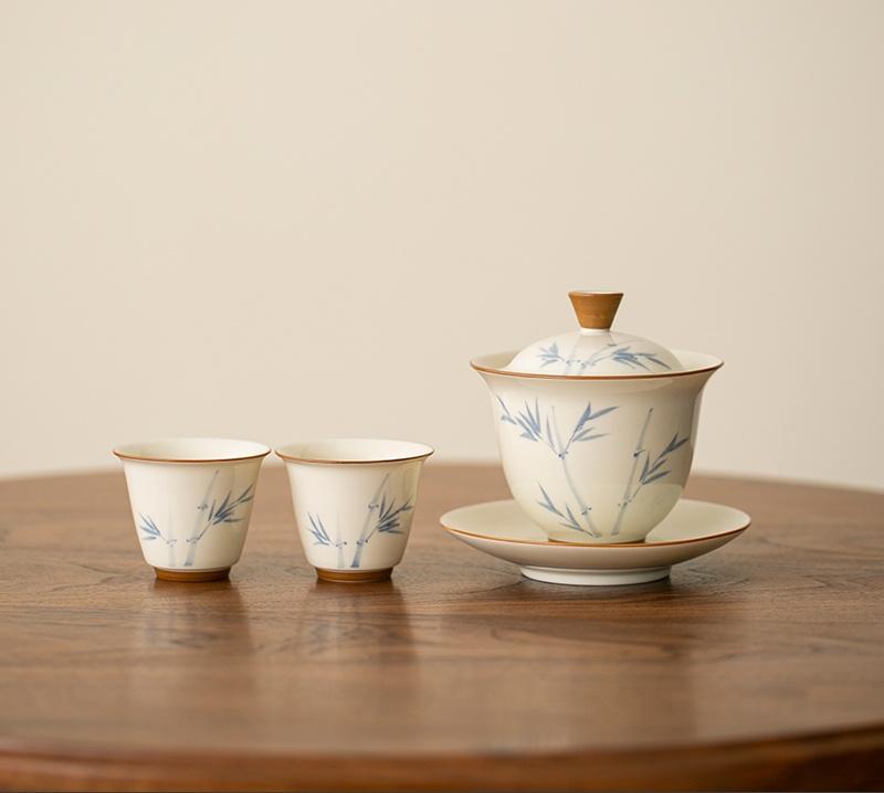 125 мл расписанная вручную миска с бамбуковой крышкой из хурмы, бытовая гайвань против ожогов, ручная работа, супница для приготовления чая, чашка для чая, чайные принадлежности Orna