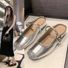 Fashion Hot Selling 2025 Silver Women's Balance Slippers Half Drag Sole Round Head Joining Ballet Slippers With Drawstring Mary Sandals
