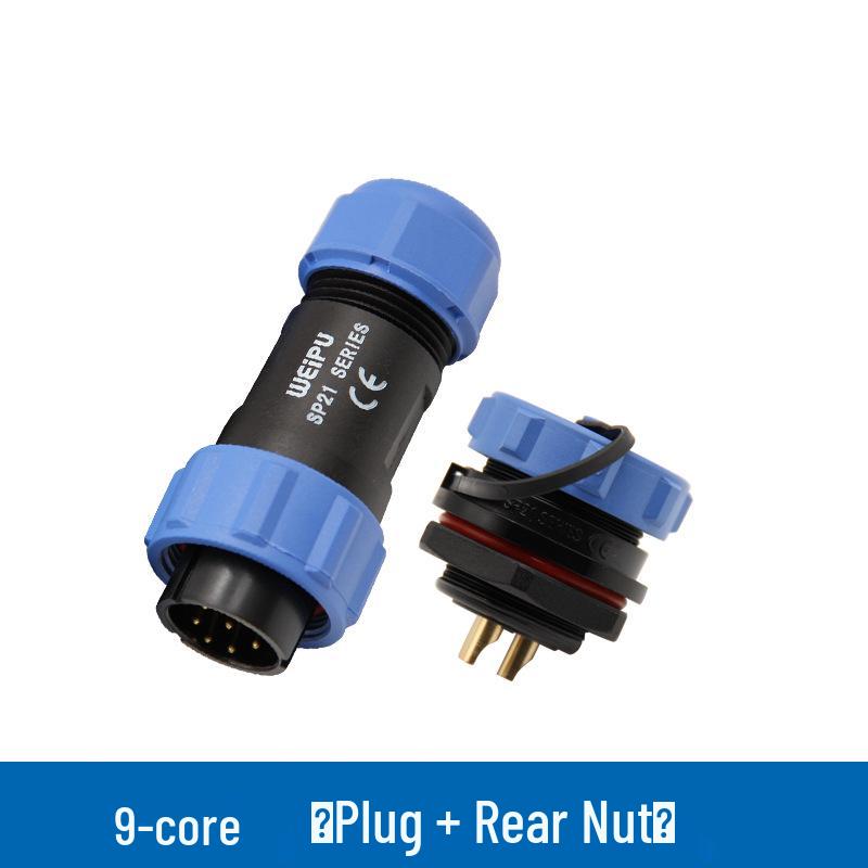 SP21 12-Pin Waterproof IP67 Aviation Plug Rear Nut Solder Connector