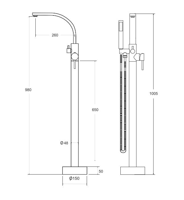 DECCO II black floor-standing bathtub tap Besco