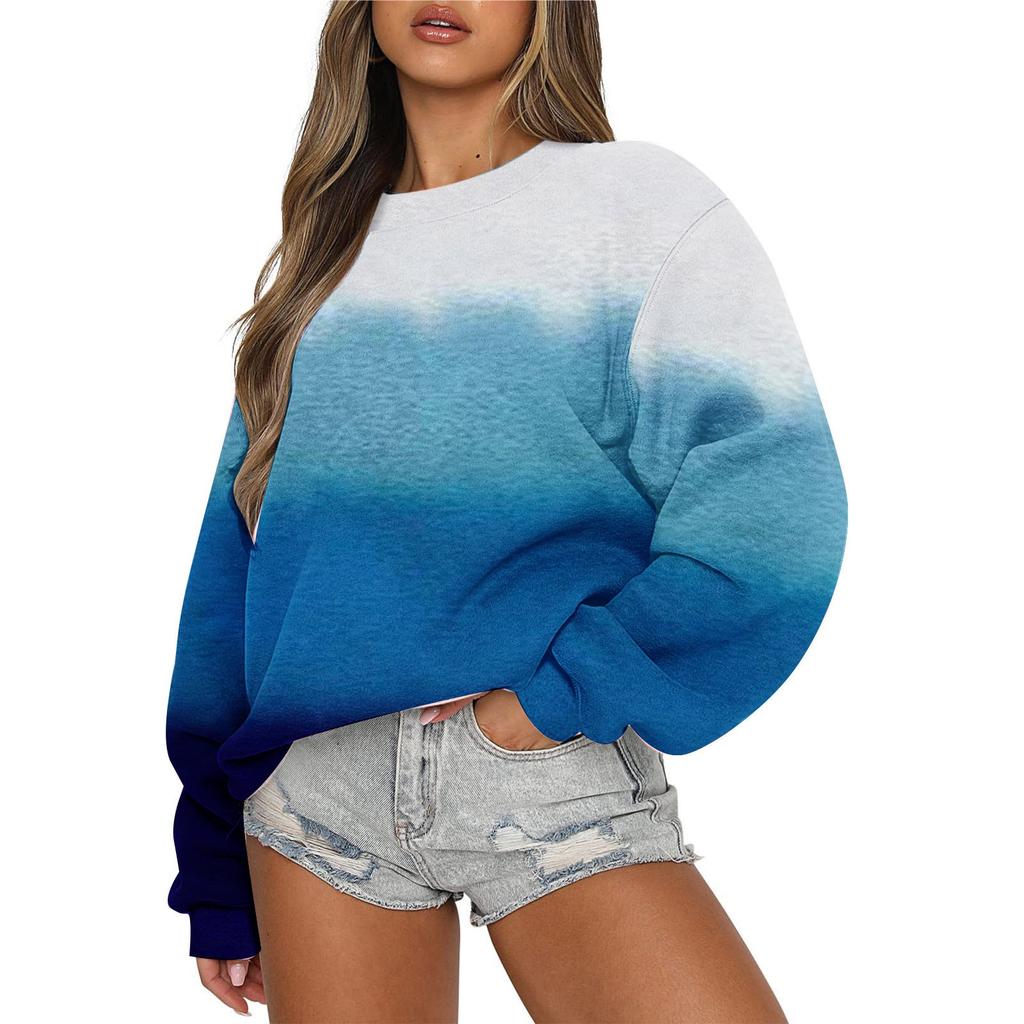 Women Autumn Winter Tops Women's Long Sleeve Sweatshirt Casual Crewneck Loose Fit Pollover Fleece Tops