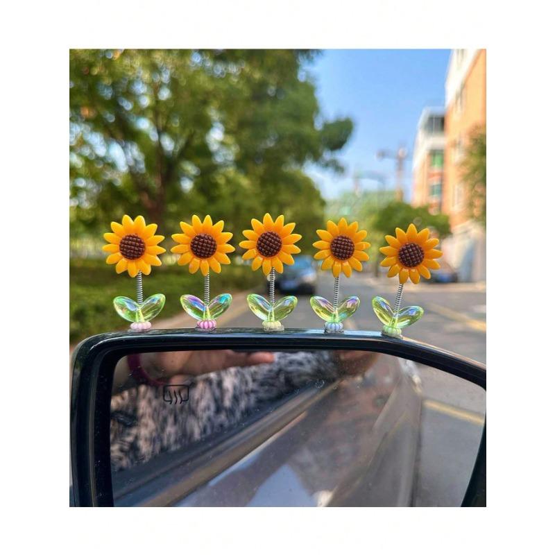 Подсолнух Кивающий Цветок Милый Декор для Автомобиля Украшение для Приборной Панели, Аксессуар для Интерьера