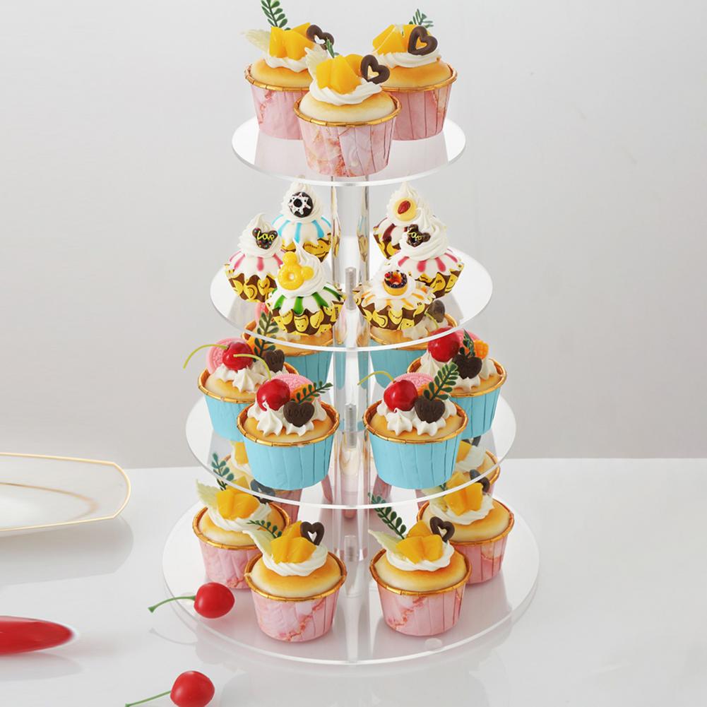 Space-saving 1 Set Helpful Clear Party Wedding Cupcake Tower Acrylic Cake Stand Round Party Supplies