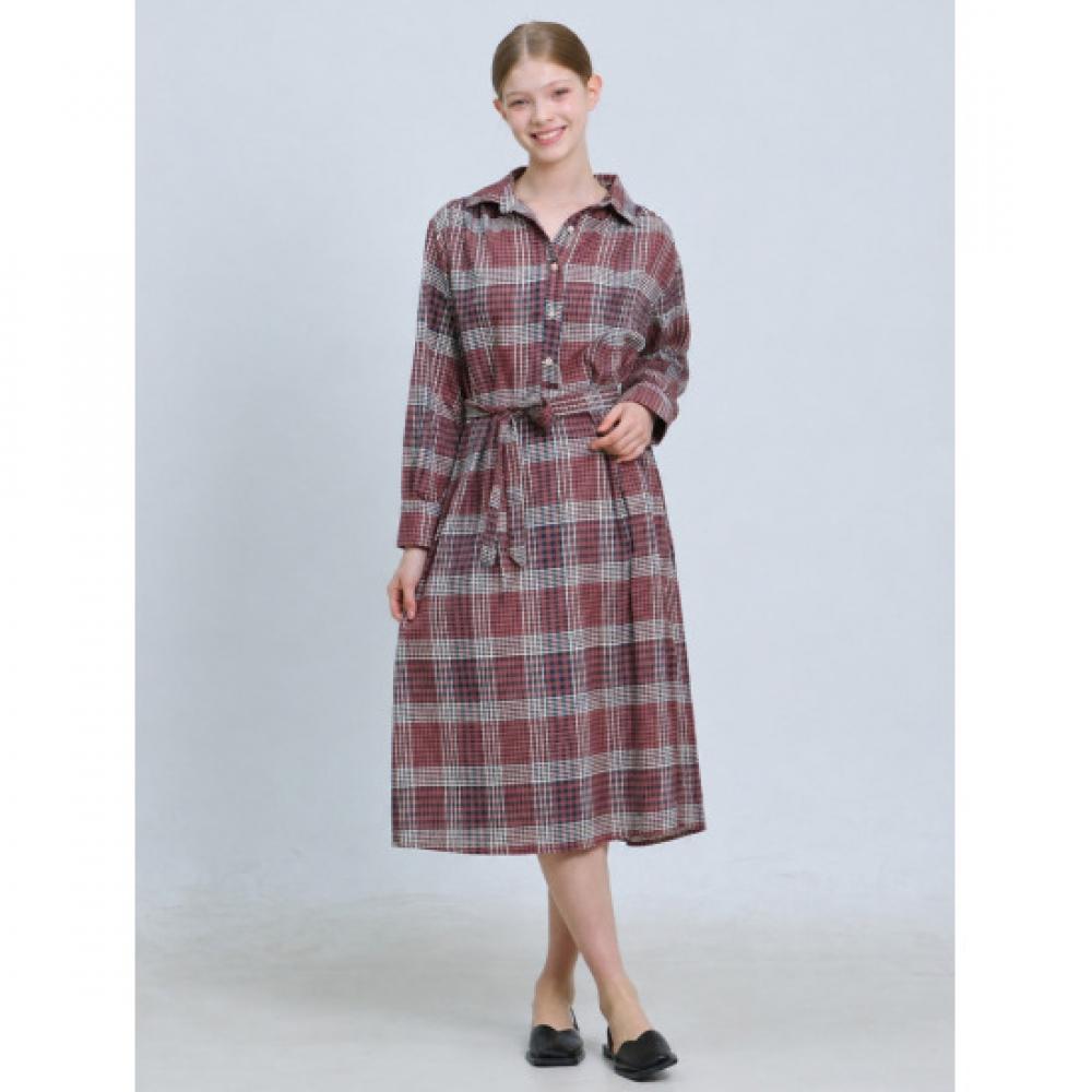 Ozoc Strap Check Shirt Dress