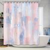 Colorful Shower Curtain Set with Waves Design Waterproof Fabric for Bathroom Decor