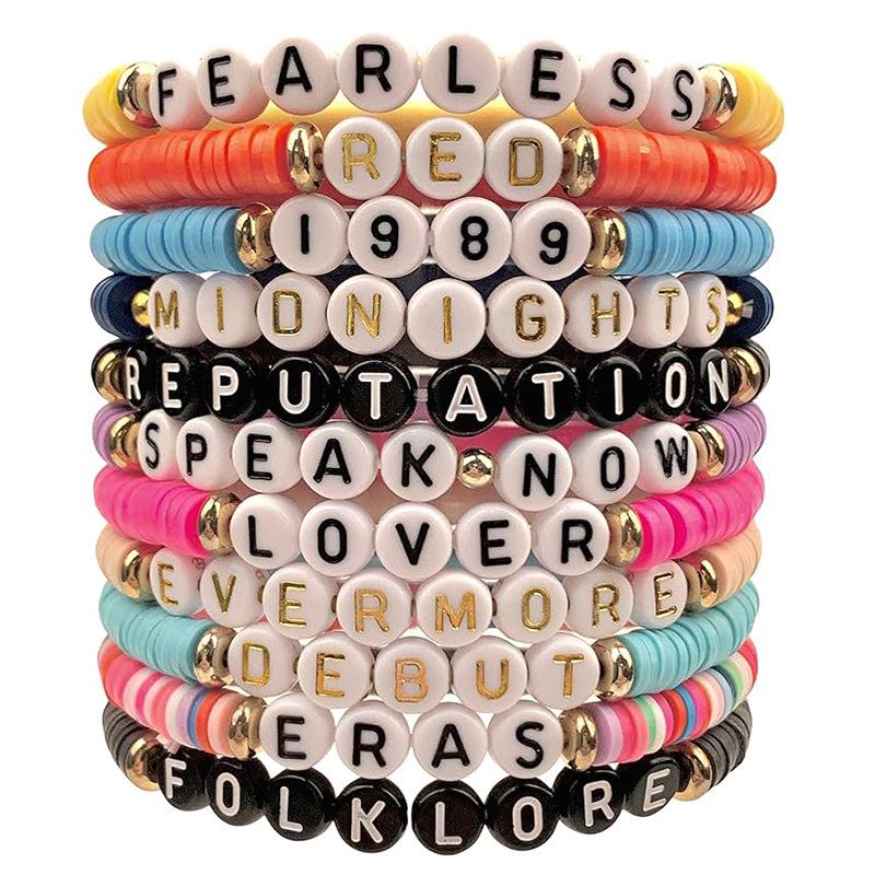Colorful Multilayer Soft Clay Beaded Bracelet with Letters - European & American Style