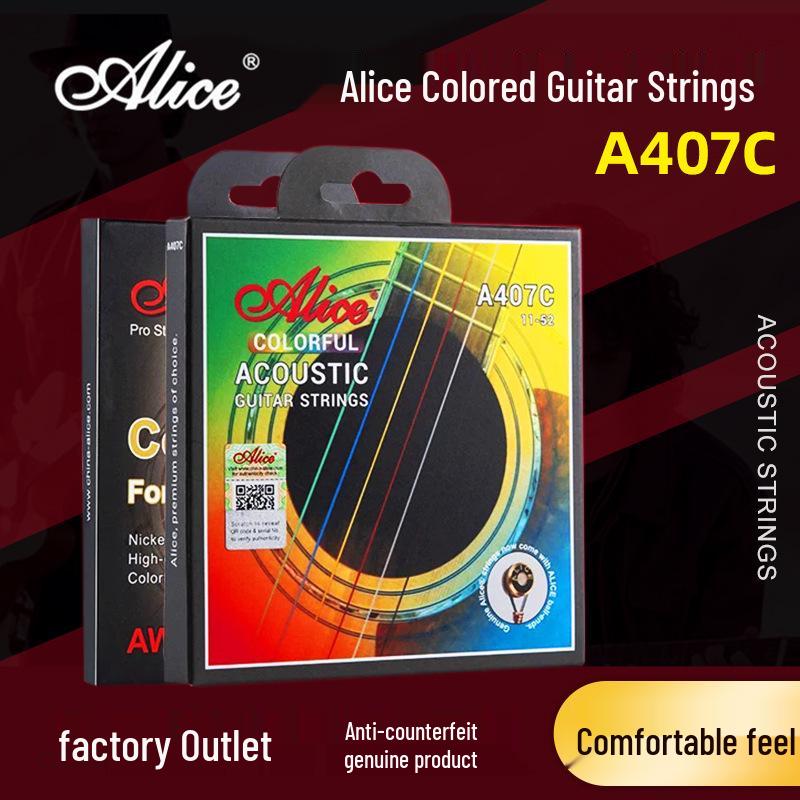 Alice A407C Цветные струны для акустической гитары: Полный комплект из 6 струн с аксессуарами.