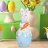 Статуэтка пасхального кролика, резиновые фигурки кроликов с цветком/яйцом/морковкой, настольные украшения для домашнего офиса, фермерского дома, весенний декор