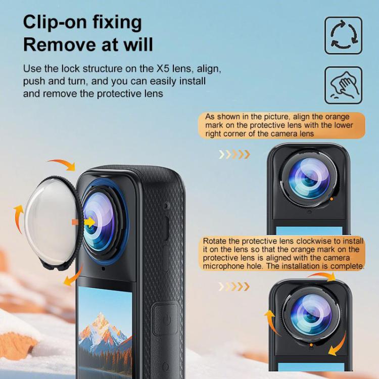 Для Insta360 X5 PULUZ Вращающийся Оптический Закаленный Стеклянный Защитный Чехол для Объектива (прозрачный)