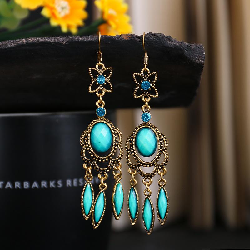 Ethnic Vintage Dangle Earrings for Women Tassel Waterdrop Earring Wedding Festival Jewelry Accessories