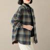 Casual Loose-Fitting Plaid Cotton Shirt for Women, Perfect for Autumn