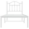Metal bed frame without mattress with headboard white 75 x 190 cm