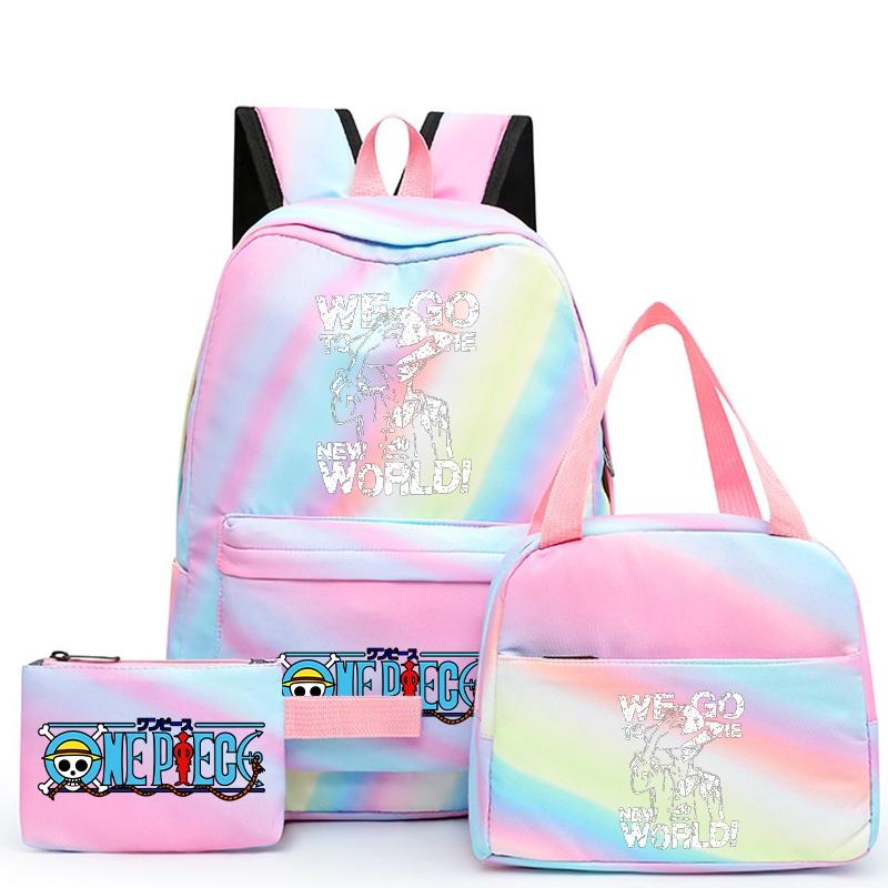 Цельный рюкзак в стиле аниме, 3 шт./компл., рюкзак Back To Schoobag с сумкой для обеда для девочек и мальчиков, студенческая сумка для книг, мужская и женская дорожная сумка Mochila