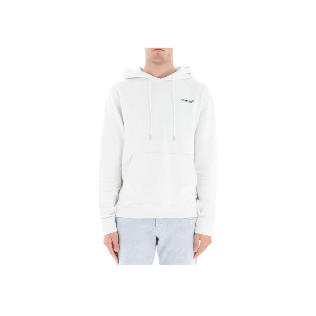 Off-White Свитшот с капюшоном и длинными рукавами с принтом логотипа, мужской свитшот, стандартный крой, белый OMBB034E181920010200