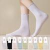 Women's Spring and Summer Mid-calf Cotton Socks, Yarn Black Fungus Lace Pile Socks, Boneless Mid-calf Postpartum Socks