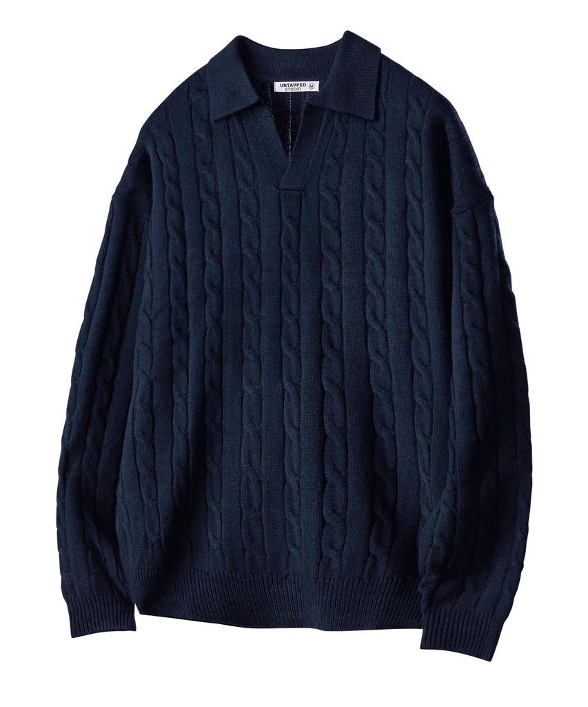 UNTAPPED STUDIO Oversized Cable Collar Knit 3 Colors
