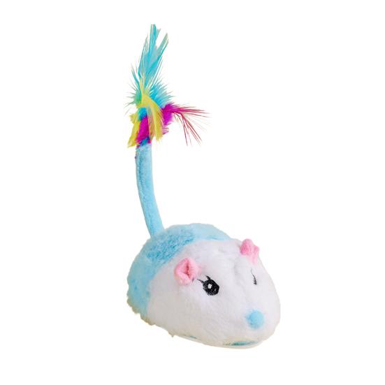 Электрическая мышь, игрушка для кошек, USB-перезаряжаемая интерактивная игрушка для котят с перьевым хвостом, автоматическая движущаяся плюшевая игрушка