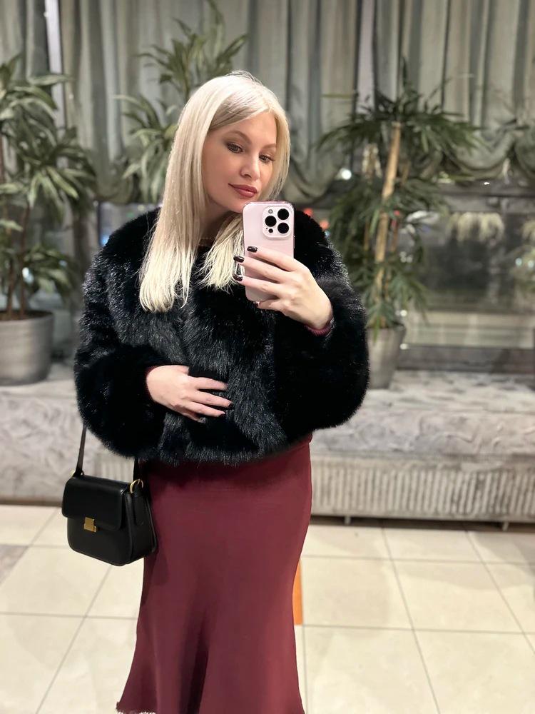 Женская повседневная короткая шуба из лисы тоскана - Европейский и американский уличный стиль