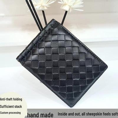 Плетеный кошелек-картхолдер и зажим для долларов из натуральной кожи ручной работы для мужчин и женщин