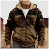 Men'S Winter Zipper Hooded Fleece Sweatshirt With Patch Pocket Casual Jacket